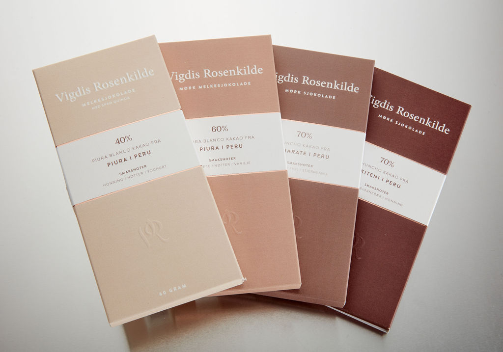 Vigdis Rosenkilde set of four chocolate bars arranged in fan shape